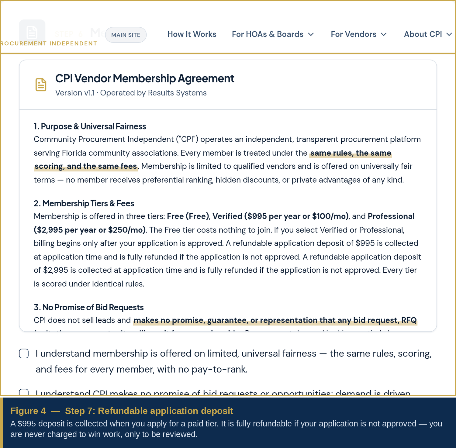 Step 7 refundable application deposit